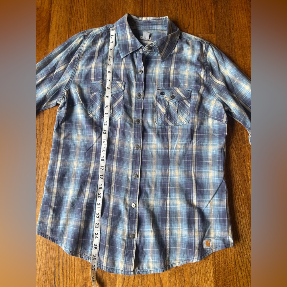 Carhartt Blue and White Plaid Women’s Shirt - Picture 7 of 10